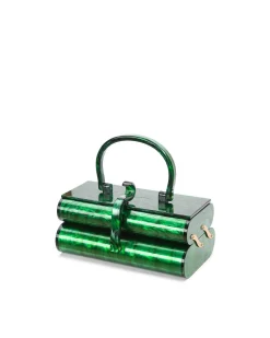 Brandon Blackwood Top Handle Bags>Acrylic Duplex Purse Green Marble