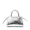Brandon Blackwood Top Handle Bags>Arlen Bag Metallic Silver Cracked Leather