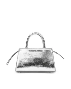 Brandon Blackwood Top Handle Bags>Arlen Bag Metallic Silver Cracked Leather