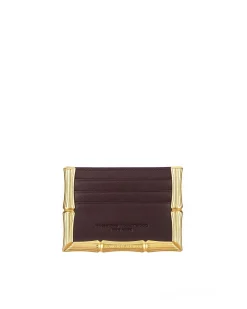 Brandon Blackwood Cardholders>Bamboo B Card Holder Dark Brown Leather