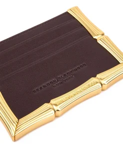 Brandon Blackwood Cardholders>Bamboo B Card Holder Dark Brown Leather