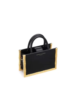 Brandon Blackwood Crossbody Bags>Bamboo B Tote Black W/Brass Hardware