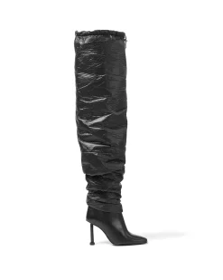 Brandon Blackwood Boots>Blair Puffer Thigh High Boot Black Nylon
