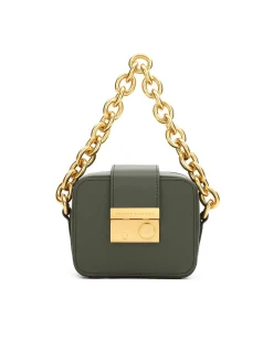 Brandon Blackwood Top Handle Bags>Caro Buckle Bag Moss Green Leather