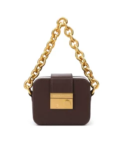 Brandon Blackwood Top Handle Bags>Caro Buckle Bag Dark Brown Leather