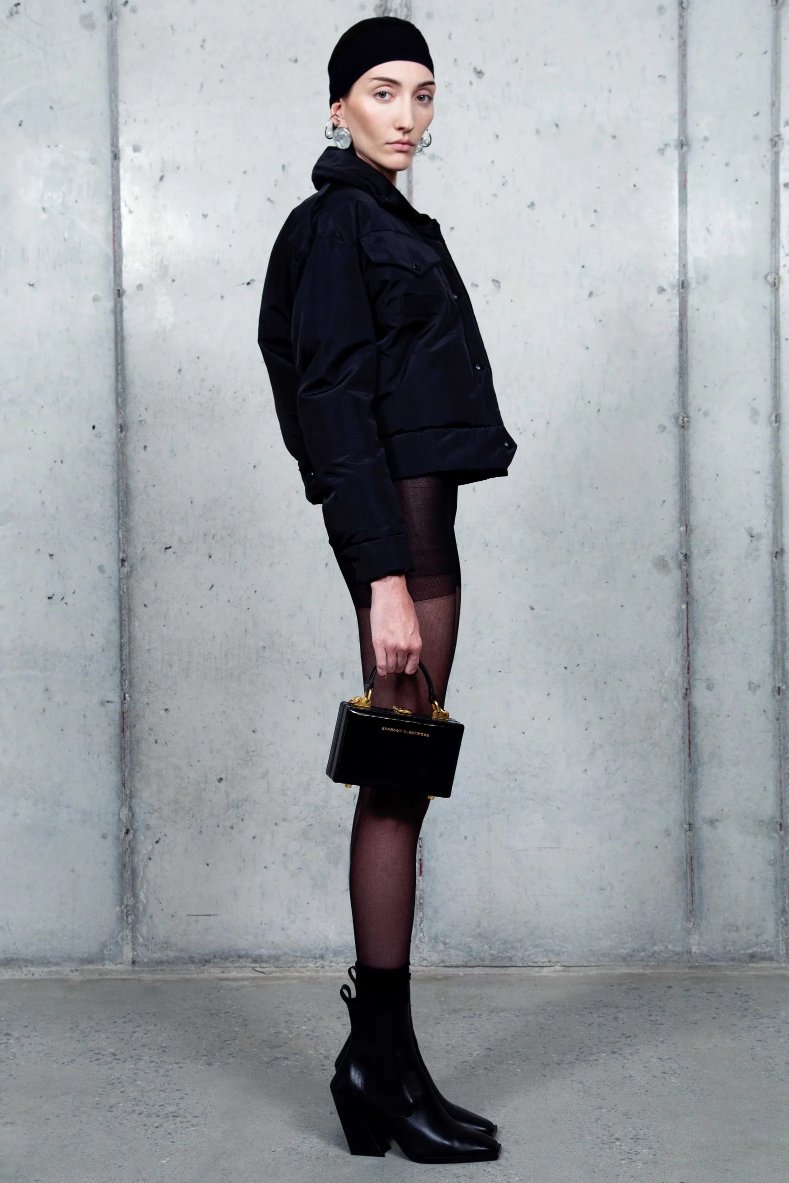 Brandon Blackwood Outerwear>Cropped Puffer Black Nylon