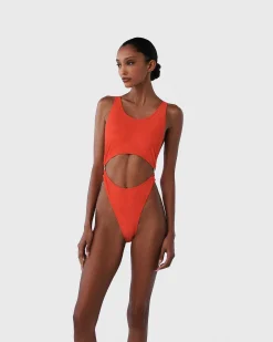 Brandon Blackwood One-Piece>Cutout One-Piece Swimsuit Orange
