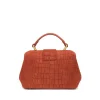 Brandon Blackwood Top Handle Bags>Elizabeth Doctor Bag Rust Croc Suede