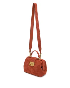 Brandon Blackwood Top Handle Bags>Elizabeth Doctor Bag Rust Croc Suede