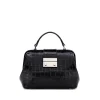 Brandon Blackwood Top Handle Bags>Elizabeth Doctor Bag Black Croc Embossed Leather W/Silver Hardware