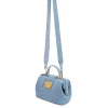 Brandon Blackwood Top Handle Bags>Elizabeth Doctor Bag Blue Croc Suede W/Brass Hardware