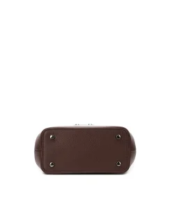 Brandon Blackwood Top Handle Bags>Elizabeth Doctor Bag Dark Brown Leather W/Silver Hardware
