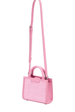 Brandon Blackwood Crossbody Bags>Gina Mini Tote Pink Wicker & Leather