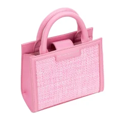 Brandon Blackwood Crossbody Bags>Gina Mini Tote Pink Wicker & Leather
