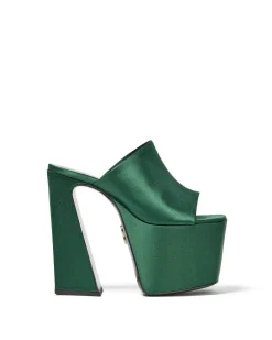 Brandon Blackwood Platforms>Harlo Mule Forest Green Satin