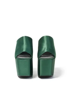 Brandon Blackwood Platforms>Harlo Mule Forest Green Satin