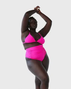 Brandon Blackwood Bottoms>High-Waist Swim Bottom Hot Pink
