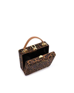 Brandon Blackwood Top Handle Bags>Kendrick Trunk Leopard Ponyhair