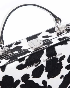 Brandon Blackwood Top Handle Bags>Kendrick Trunk Cow Print Ponyhair