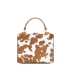 Brandon Blackwood Top Handle Bags>Kendrick Trunk Brown Cow Print Ponyhair