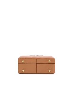 Brandon Blackwood Top Handle Bags>Kendrick Trunk Tan Lizard Embossed Leather