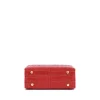 Brandon Blackwood Top Handle Bags>Kendrick Trunk Red Croc Embossed Leather
