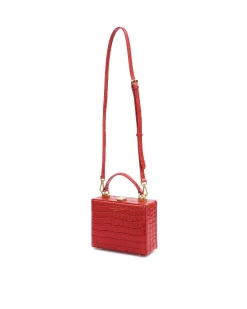 Brandon Blackwood Top Handle Bags>Kendrick Trunk Red Croc Embossed Leather