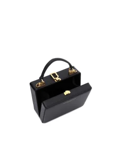 Brandon Blackwood Top Handle Bags>Kendrick Trunk Midnight Black Leather W/Brass Hardware