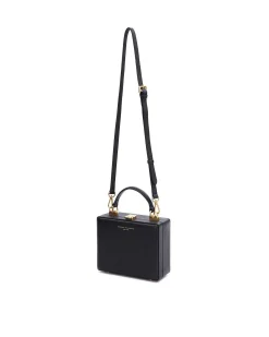 Brandon Blackwood Top Handle Bags>Kendrick Trunk Midnight Black Leather W/Brass Hardware