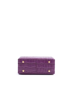 Brandon Blackwood Top Handle Bags>Kendrick Trunk Purple Croc Embossed Leather
