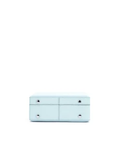 Brandon Blackwood Top Handle Bags>Kendrick Trunk Powder Blue Leather W/Silver Hardware