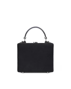 Brandon Blackwood Top Handle Bags>Kendrick Trunk Black Ponyhair W/Silver Hardware
