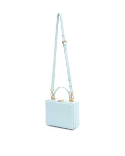 Brandon Blackwood Top Handle Bags>Kendrick Trunk Powder Blue Leather W/Brass Hardware