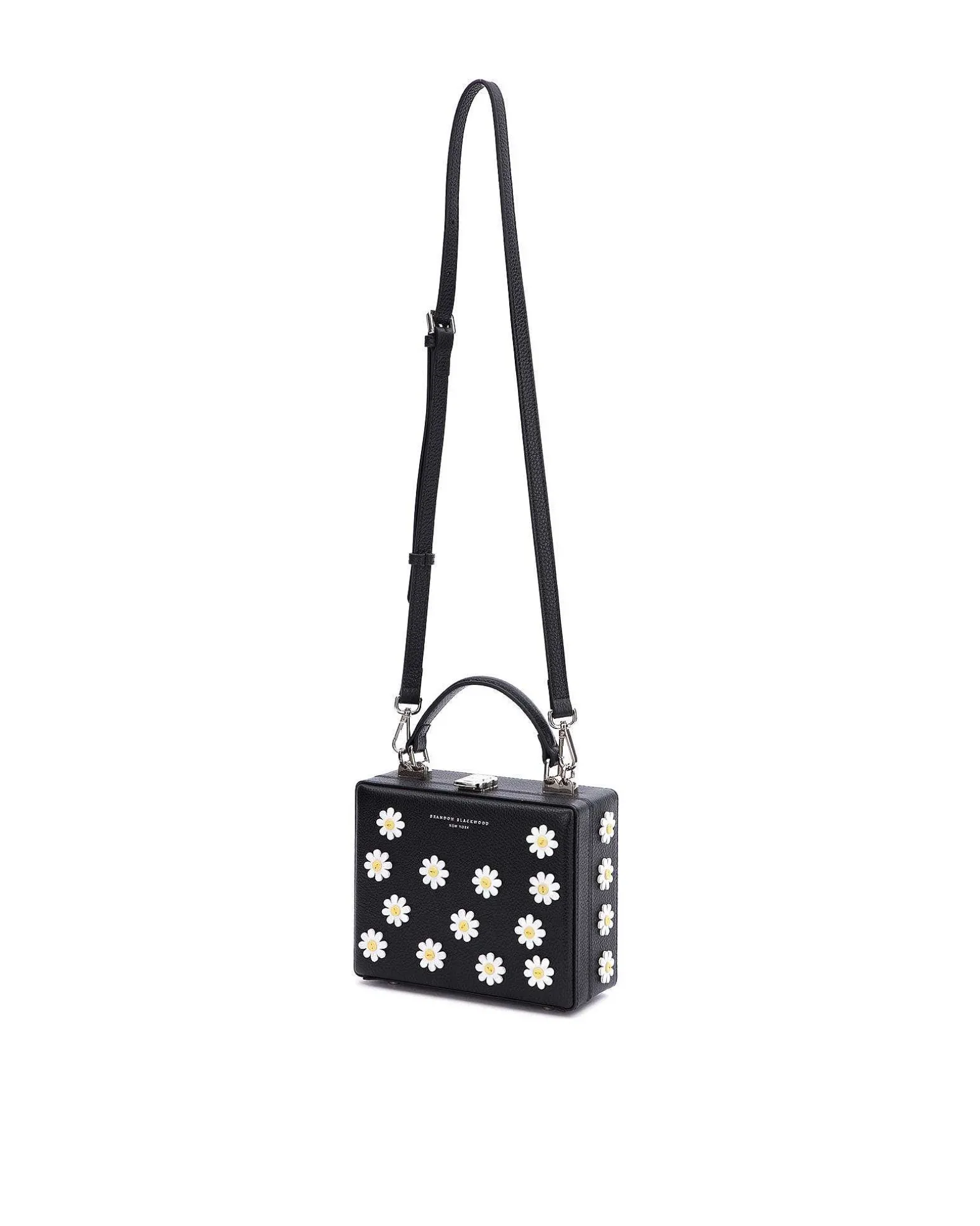 Brandon Blackwood Top Handle Bags>Kendrick Trunk Black Daisy Leather