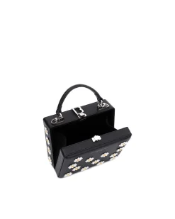 Brandon Blackwood Top Handle Bags>Kendrick Trunk Black Daisy Leather