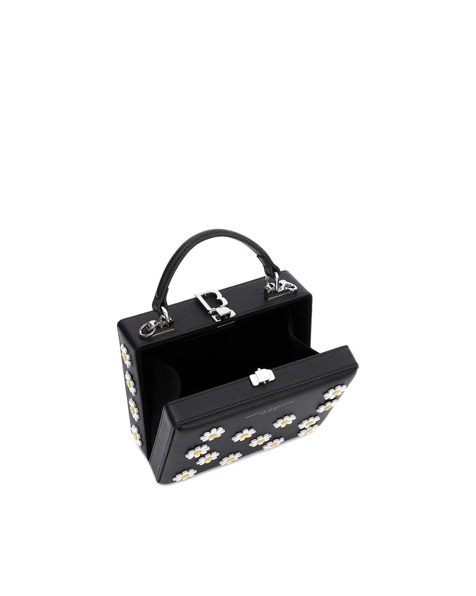 Brandon Blackwood Top Handle Bags>Kendrick Trunk Black Daisy Leather