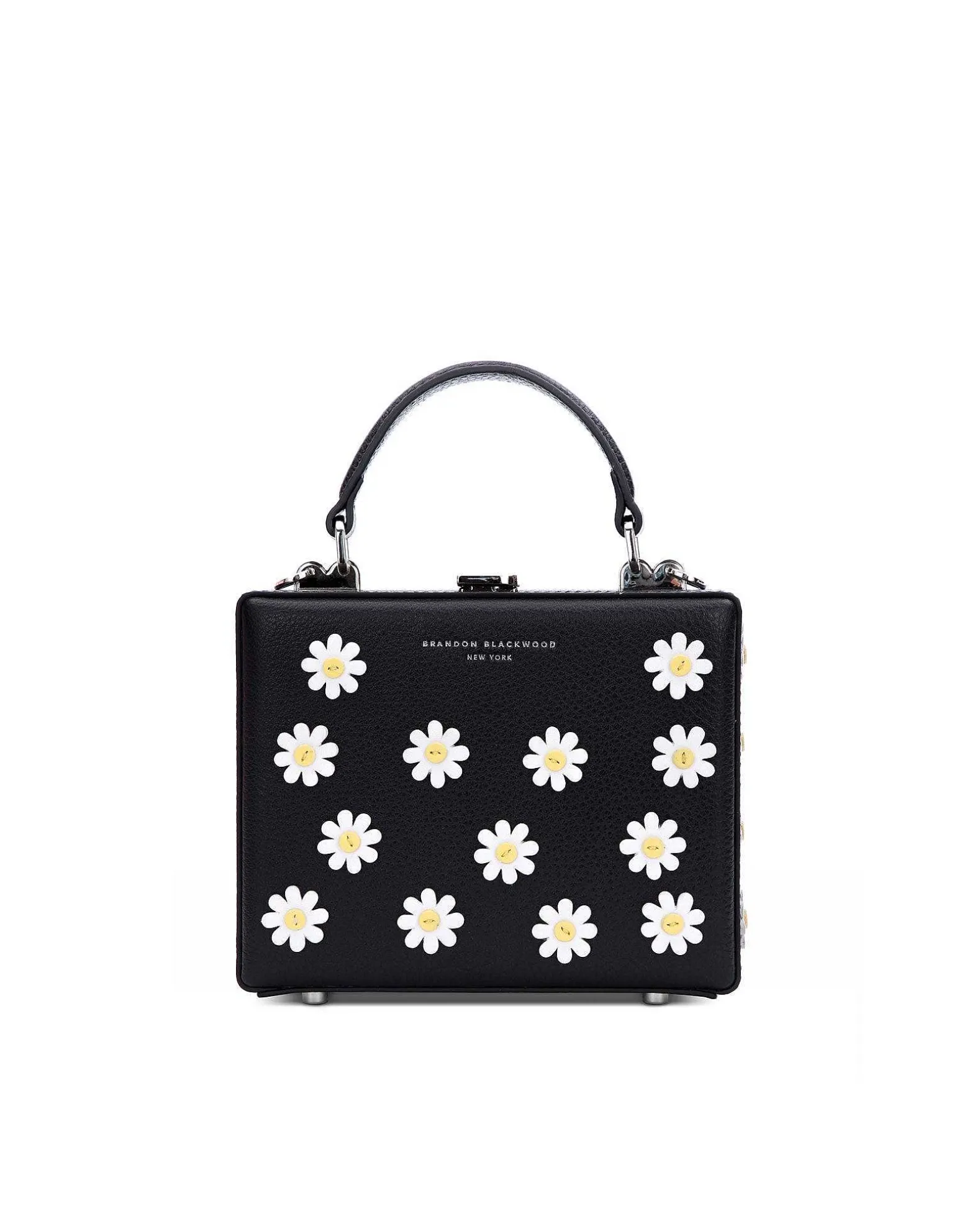 Brandon Blackwood Top Handle Bags>Kendrick Trunk Black Daisy Leather