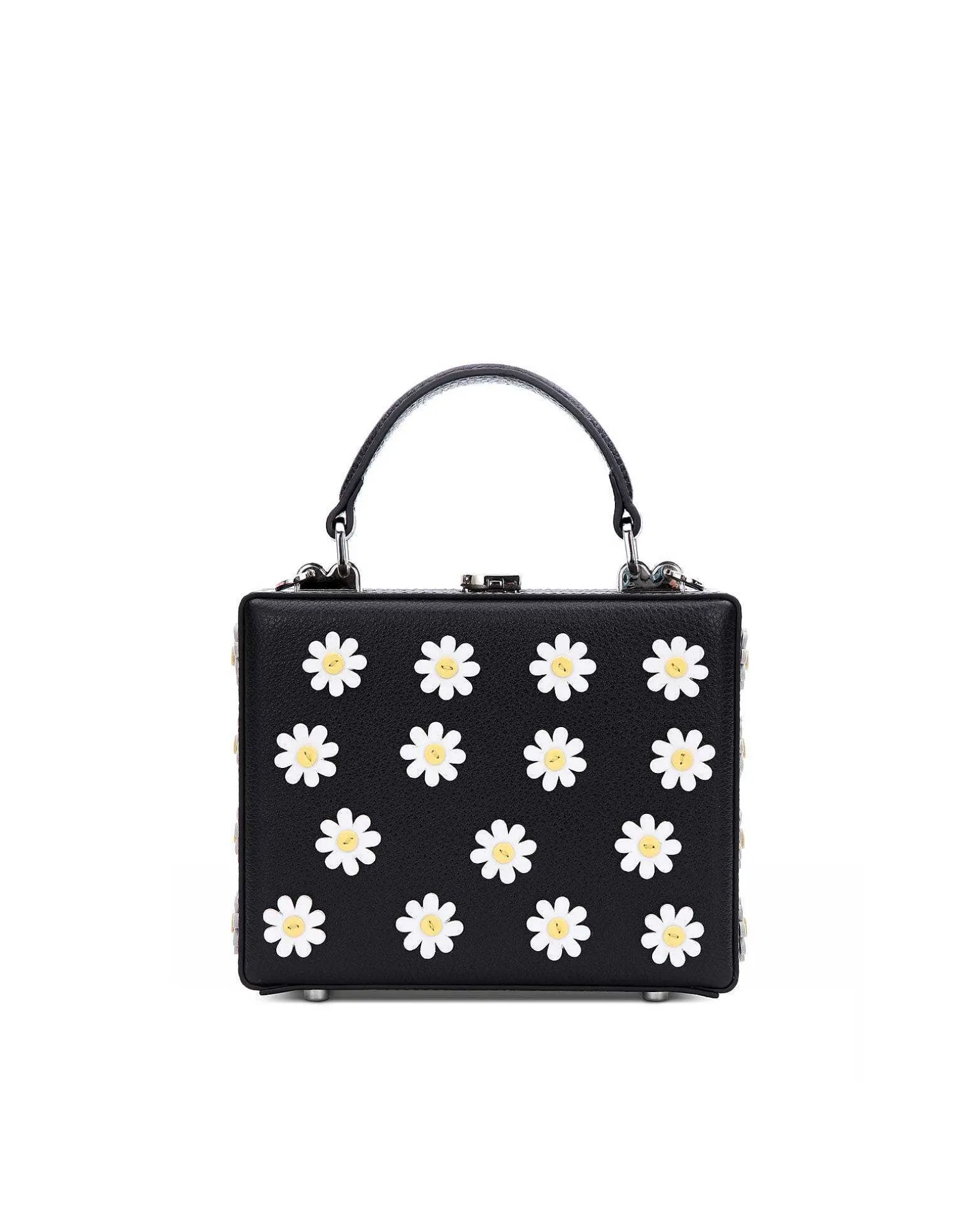 Brandon Blackwood Top Handle Bags>Kendrick Trunk Black Daisy Leather