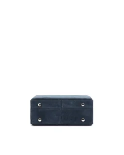Brandon Blackwood Top Handle Bags>Kendrick Trunk Navy Blue Suede