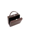 Brandon Blackwood Top Handle Bags>Kendrick Trunk Chocolate Brown Leather W/Silver Hardware
