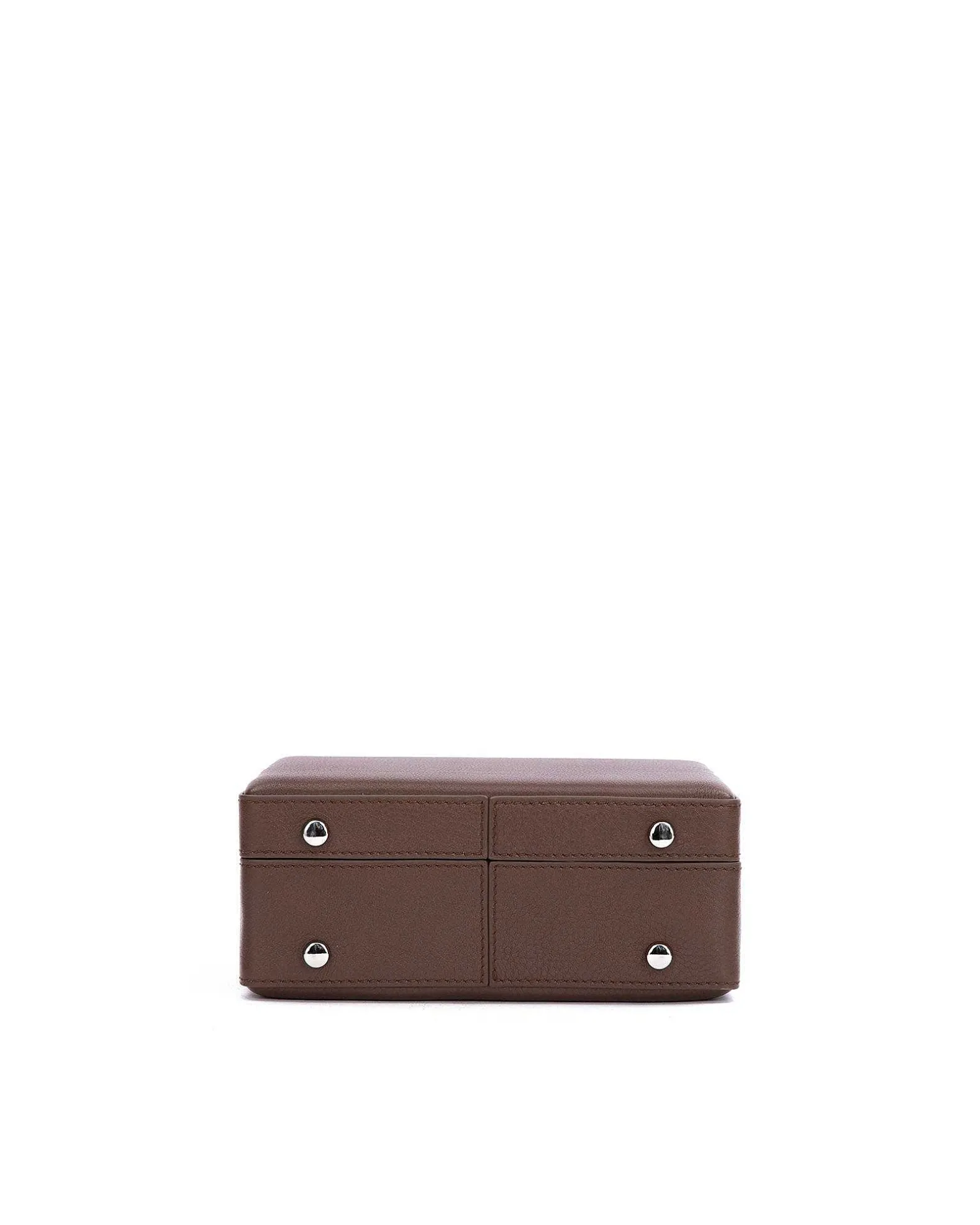 Brandon Blackwood Top Handle Bags>Kendrick Trunk Chocolate Brown Leather W/Silver Hardware