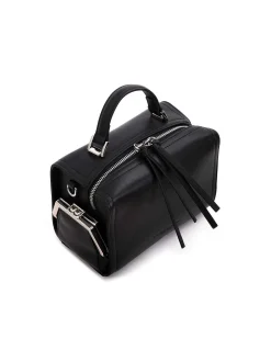 Brandon Blackwood Crossbody Bags>Kimora Bag Black Leather W/Silver Hardware