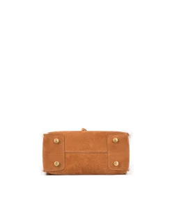 Brandon Blackwood Crossbody Bags>Kuei Bag Tan Suede W/Shearling Edges