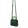 Brandon Blackwood Top Handle Bags>Kuei Bag Black & Green Checkered Ponyhair