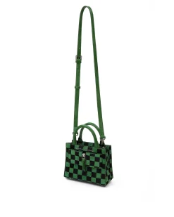 Brandon Blackwood Top Handle Bags>Kuei Bag Black & Green Checkered Ponyhair