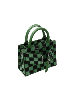 Brandon Blackwood Top Handle Bags>Kuei Bag Black & Green Checkered Ponyhair