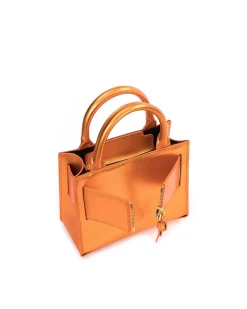 Brandon Blackwood Top Handle Bags>Kuei Bag Metallic Orange Leather