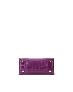 Brandon Blackwood Top Handle Bags>Kuei Bag Purple Croc Embossed Leather