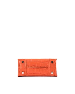 Brandon Blackwood Top Handle Bags>Kuei Bag Orange Croc Embossed Leather