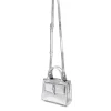 Brandon Blackwood Top Handle Bags>Kuei Bag Silver Cracked Leather